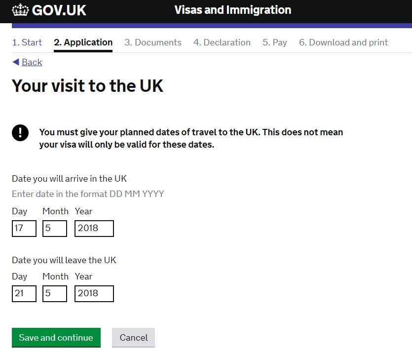 UK tourist visa application