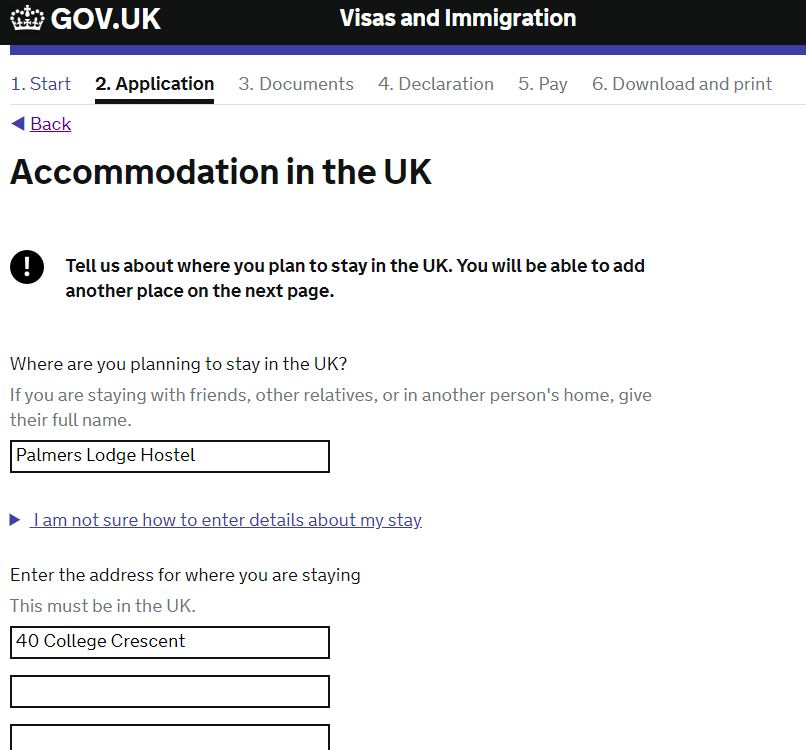 UK tourist visa application