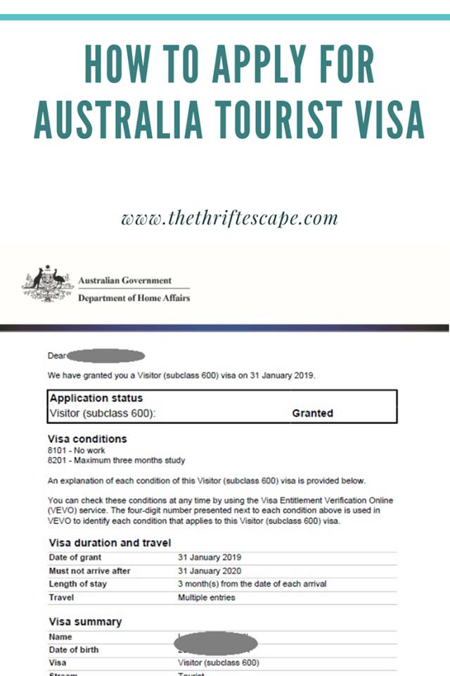 planned activities for tourist visa australia sample